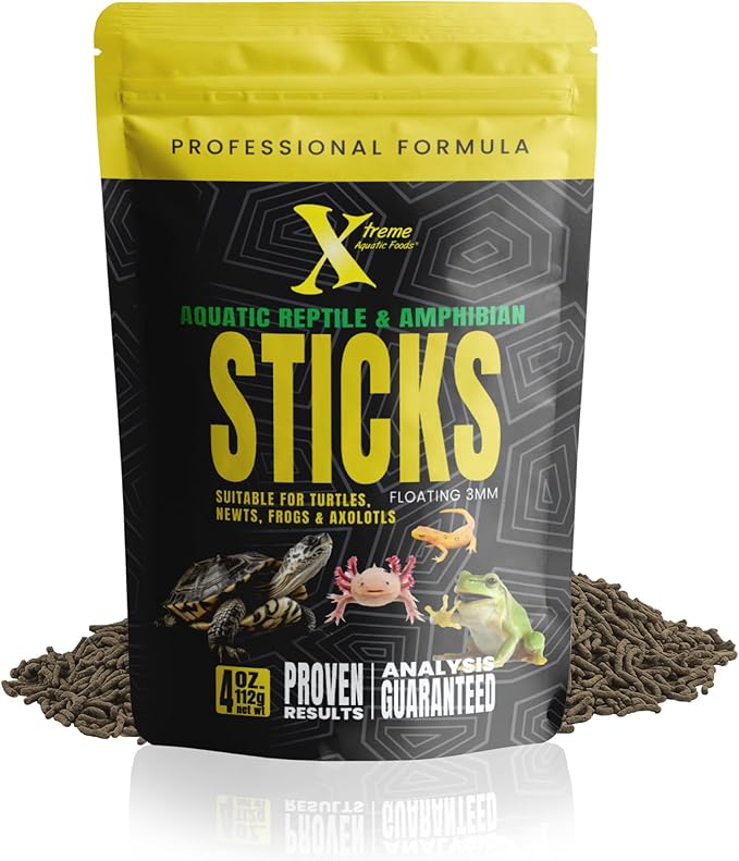 Xtreme Reptile 3mm Floating Sticks - Balanced Diet for Turtles, Newts, Frogs & Axolotls - Promotes Shell & Body Health, Zoo-Recommended Food Formula - USA Farm Grown (4oz)