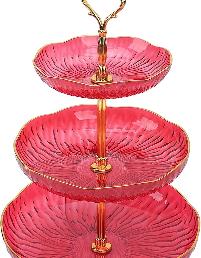 SUNGOOYUE Hanging Bird Feeder for Outdoor Use, Practical Bird Bath with 3-Tier Hanging Bowl, Holds Up to 4.5 Kg of Food, Improves The Watching Experience in Your Garden (Red)
