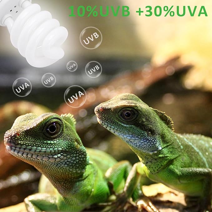 Aiicioo UVB Reptile Light 10.0 23W Desert UVB Spiral Compact Fluorescent Lamp UVB Reptile Light Bulb Tropical and Sub-Tropical UVB Bulb for Reptiles