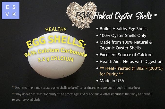 Natural Flaked Oyster Shell - 4 Pound (Pack of 1) | Calcium Supplement for Chickens, Ducks, and Other Birds| Made in USA (4 lb)