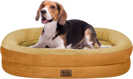 Orthopedic Dog Bed for Medium Dogs, Waterproof Dog Bed with Removable Bolsters, Egg Crate Foam Pet Couch for Medium Size Dog with Machine Washable Cover & Non-Slip Bottom, Orange
