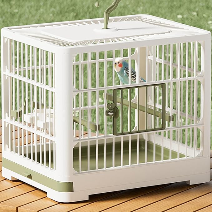 Bird Cage - Travel Bird Cage, Portable Bird Carrier | Lightweight Cage for Small Birds with Standing Pole, Detachable Tray with Hook Handle, Bird House