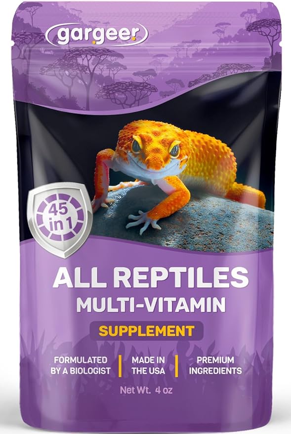 Gargeer 4oz All Reptile & Amphibian Multi-Vitamin Powder. Premium Supplement, Supports Growth, Recovery, and Development. Boosted with Minerals, Carotenoids, and Amino Acids. Made in USA. Enjoy!
