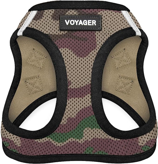 Best Pet Supplies Voyager Step-in Air Harness - All Weather Mesh, Reflective, No Pull Harness for Dogs, Cats - Secure with Hook & Loop Fastener, Buckle, Double D-Rings - Army/Black Trim, L