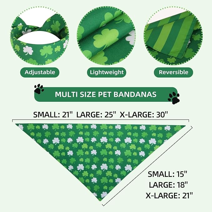 Lucky Dog Bandana Spring -1 Pack, Premium Durable Triangle Reversible Dog Scarf, Adjustable Puppy Bandana Breed Bib Handkerchief for Girl or Boy Large&Medium Dogs Cats Pets