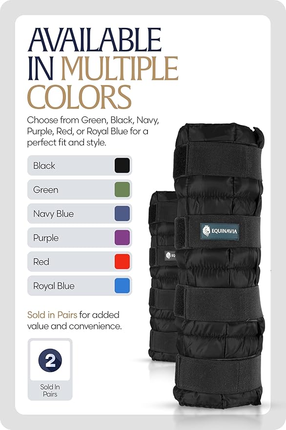 Equinavia Cool Relief Therapy Ice Boots Leg Wraps Pair for Horses, Gel Pack with Adjustable Straps | 16.5" x 15.5" with Storage Bag - Black - Pair - One Size