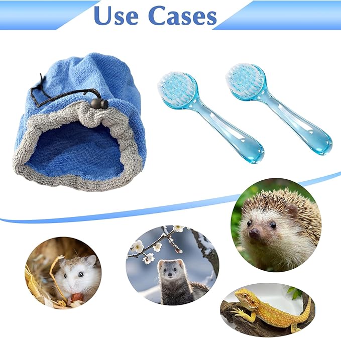 Bearded Dragon Bath Towel Bag with 2Pcs Reptile Bathing Brush, Reptile Bath Tub, Fast Drying Absorbent Lizard Towel for Lizards, Geckos, Guinea Pigs and Hedgehogs