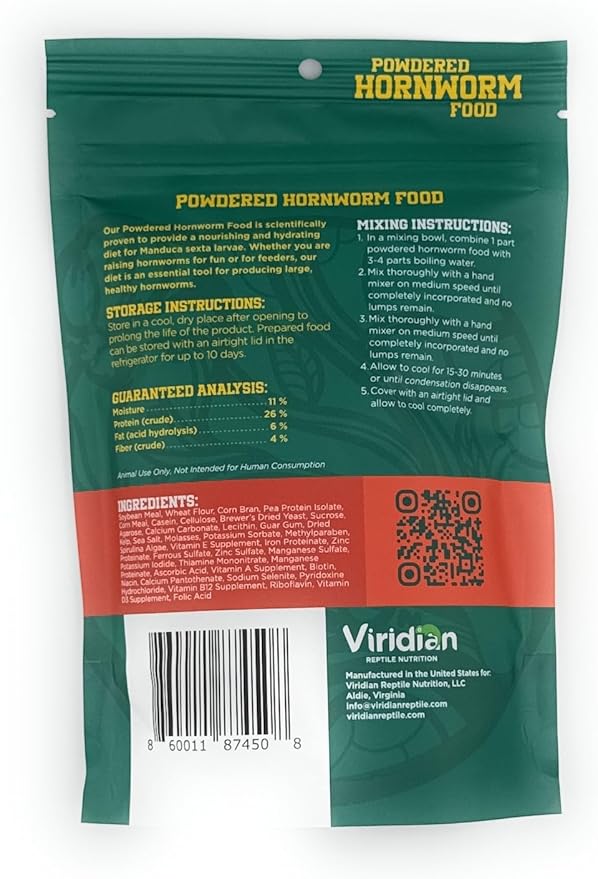Viridian Reptile - Powdered Hornworm Food - 8oz