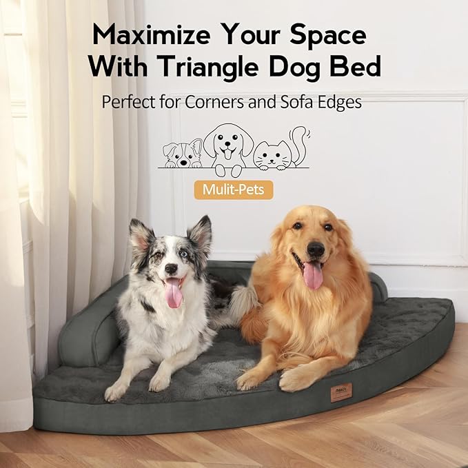 MEKIY Large Dog Bed - XL Orthopedic Egg-Crate Memory Foam Dog Beds with Removable Washable Cover, Waterproof Pet Beds with Non-Slip Bottom, Dark Grey