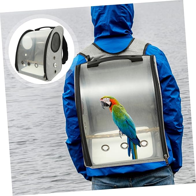 Bird Carrier Backpack for Travel Comfortable Transparent Parrot Carrying Bag with Strap Breathable Mesh Design for Easy Viewing and -Term Use with Perch