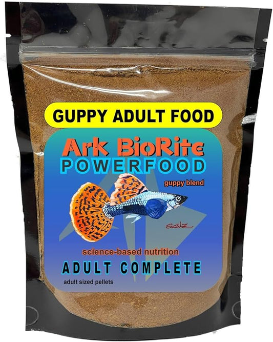 8oz Adult Guppy Fish Food - Insect Larva & Krill Protein Meal, Plant Protein Concentrate