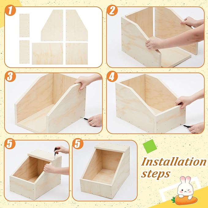 Maxcheck 2 Pack Wood Rabbit Nesting Box, 18x12x12 Inch Wooden Hutch Hideout for Breeding, Natural Burrow Den Alternative for Rabbits & Small Animals