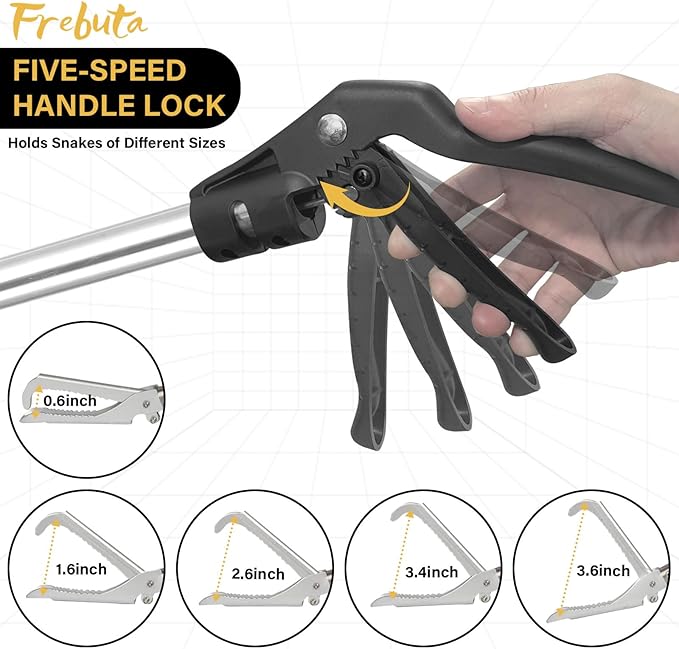 Snake Grabber Tool, 69" Snake Tongs Grabber for Rattlesnake Heavy Duty Professional Folding Snake Feeding Tongs Wide Jaw Snake Handling Tool Long Hndle Stainless Steel Tube