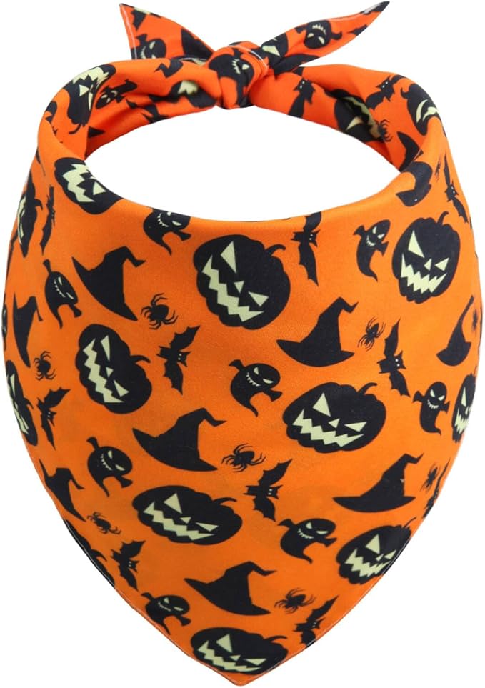 Halloween Dog Bandana -1 Pack, Premium Durable Triangle Reversible Dog Scarf, Adjustable Puppy Bandana Bib Handkerchief for Girl or Boy Small XS Dogs Cats