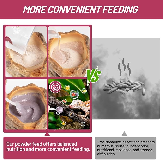 Crested Gecko Food, Fruit Mix Fig and Insects Complete Diet Gecko Food 2oz
