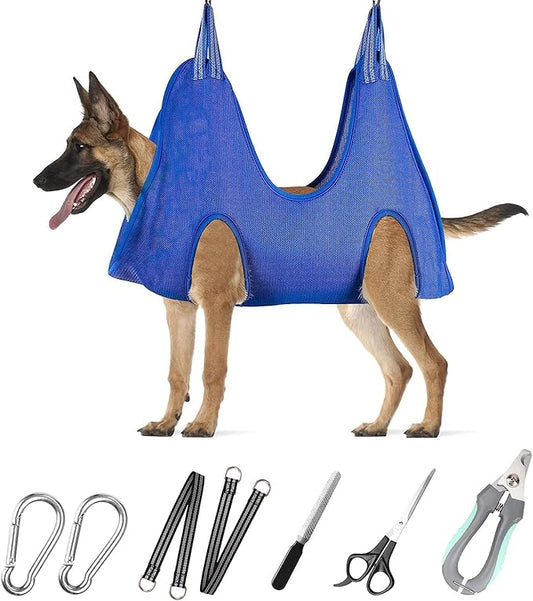 ATESON Pet Grooming Hammock with Nail Clippers/Nail Trimmers/Grooming Scissors, Dog Grooming Harness for Nail Trimming, Pet Grooming Sling Helper