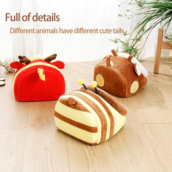 EAEDMY Guinea Pig Bed House & Hideout for Rat Bearded Dragon Hedgehog Ferret to Sleep and Hide, Guinea Pig Cage Accessories Habitat Décor (X-Large, 6.Christmas fire Dragon)