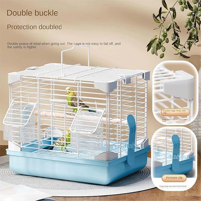 Bird Cage Bird Aviary Metal Tall Tiel Cage Parrot Cage Flight Birdcag Portable Bird Carrier with Handle Travel Carrier Cage(Brown)