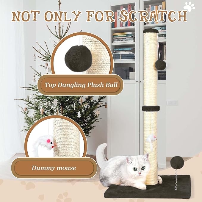 ANWA 32" Tall Sisal Cat Scratching Posts Tree for Indoor Cats Adults, Brown - Image 4
