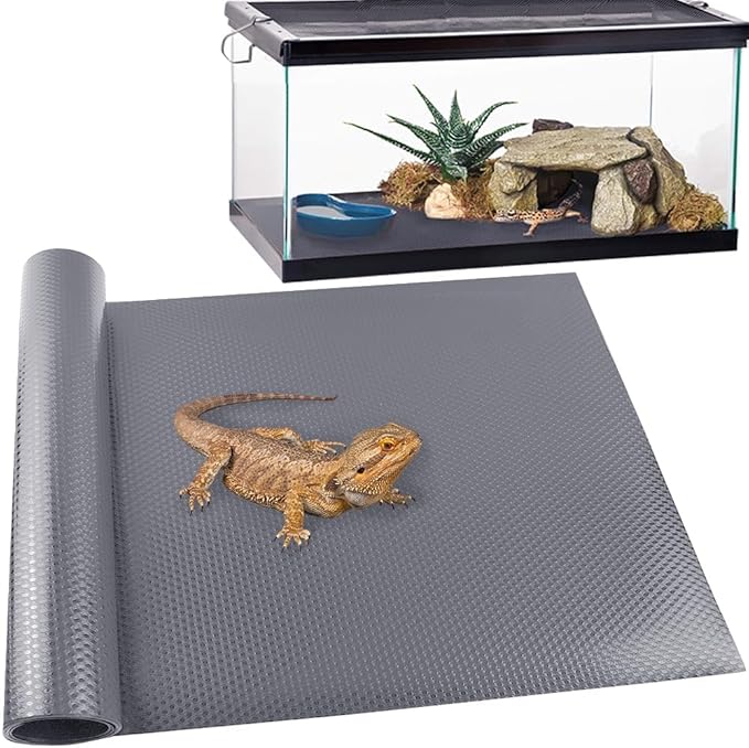 Reptile Carpet,Bearded Dragon Tank Accessories,Reptile Mat, Leopard Gecko Substrate,Bearded Dragon Tank Flooring,Snake,Tortoise Bedding(18" × 79 ", 1 PCS Grey Thicker Mat)