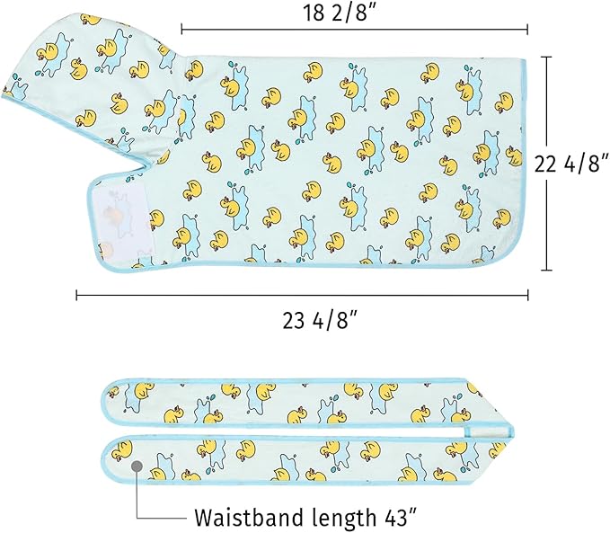 HDE Dog Bathrobe Super Absorbent Quick Drying Puppy Towel Wrap Coat Adjustable After Bath Robes with Hood for Dog Sizes S-XXL Rubber Duck Puddles S