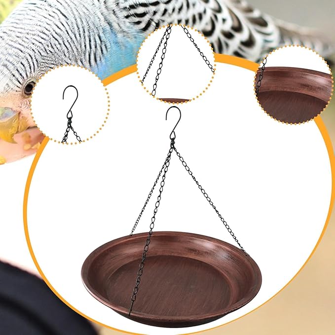 Hanging Bird Feeder Hanging Bird Bath Multipurpose Waterer with Hook Food Bowl Feeding Plate for Yard Garden Decoration Lawn