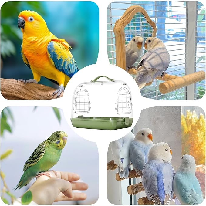 Bird Carrier - Breathable Parrot Cage, Portable Transparent Pet Carrier Backpack | Removable Breathable Transport Bag, Cockatiel Travel Accessories, Small Biird Travel Carrier for Conure Parakeet