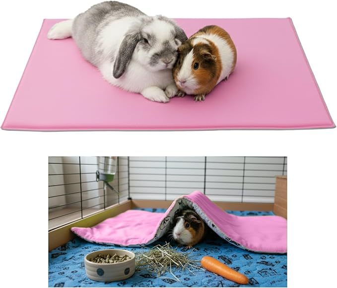 Fleece Playground for Guinea Pig and Rabbit - All in One, It's a Blanket, a Giant Tunnel, a House, a Cushion and a Bed - 47.2 x 23.6 in - Pink