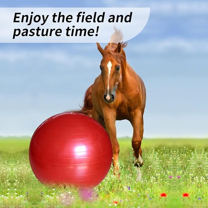 Horse Play Balls 30 Inch Mega Equine Ball for Play Training Horse Soccer Ball Anti-Burst Herding Balls for Horses Goat Donkey Red