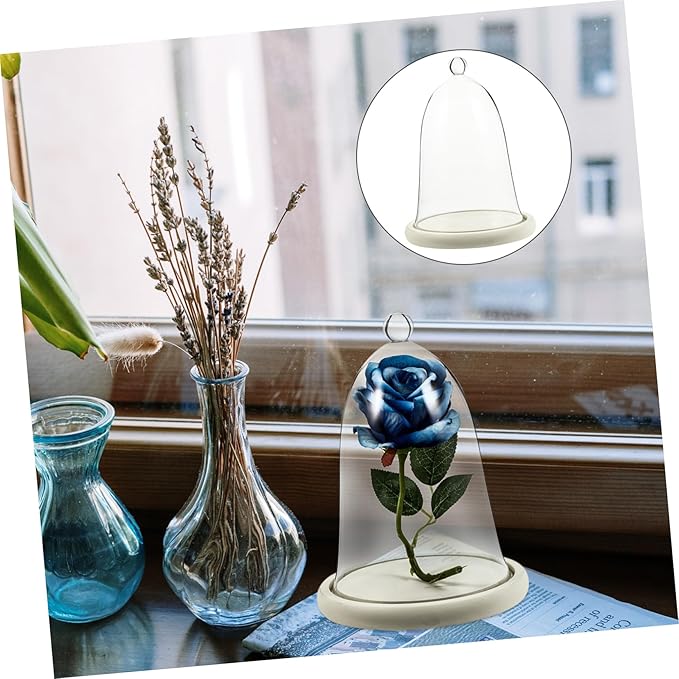 PRETYZOOM Preserved Flower Glass Cover Sealed Terrarium Small Dome Decor Car Interior Adornment