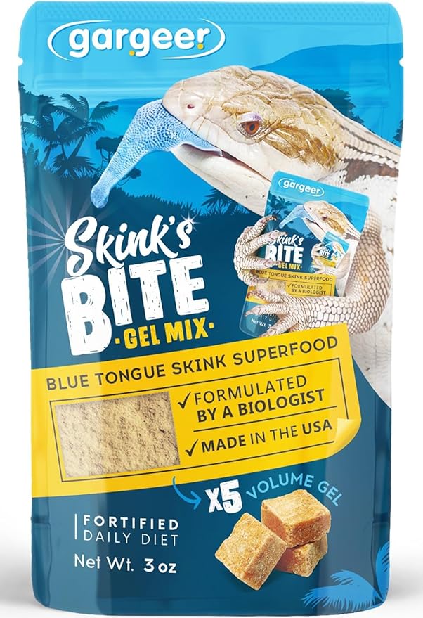 Gargeer 3oz Blue Tongue Skink Food. Complete Gel Diet for Both Juveniles and Adults. Proudly Made in The USA, Using Premium Ingredients, Fortified Gourmet Formula. Enjoy!