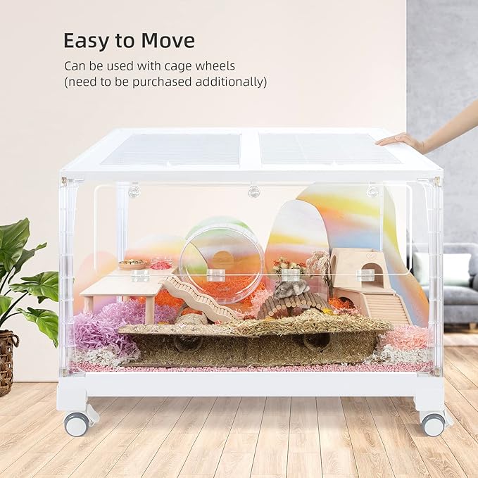 Niteangel Stacker Series Hamster Cage - Stackable & Large Glass Enclosure for Hamster Gerbils Mice Lemming Degus or Other Small-Sized Pets