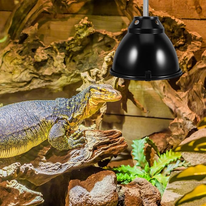 Reptile Heat Lamp Cover Anti-Scald Dome Light Guard Aluminum Heat Lamp Protector for Turtle Lizard Snake Breeding Boxes with Mesh Cover