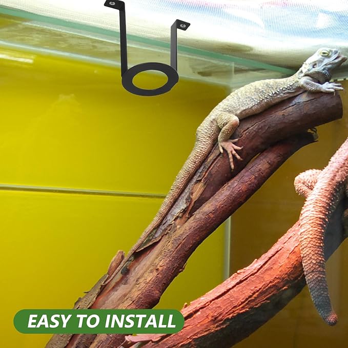 2pcs Reptile Lamp Holder Stand: Metal Light Bracket - UVB Lamp Fixture - Heat Emitter Holder for Tortoise Habitats Snake Enclosures Chameleon Cages