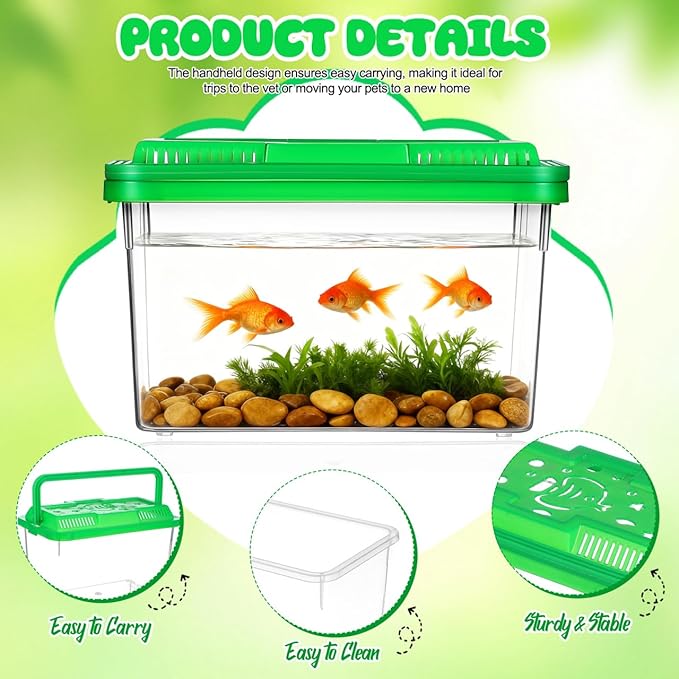 YARNOW Portable Mini Plastic Fish Tank Clear Terrarium for Betta Fish Turtles and Reptiles Stylish Handheld Aquarium with Design for Pet Care and Observation