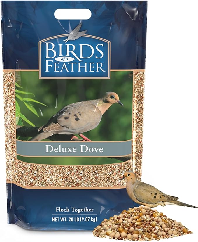 Birds of a Feather Deluxe Dove Food, Pigeon Food, Mourning Dove Outdoor Bird Seed, Dove Bird Seed, Comida para Palomas, Made in USA (20 Pound (Pack of 1))