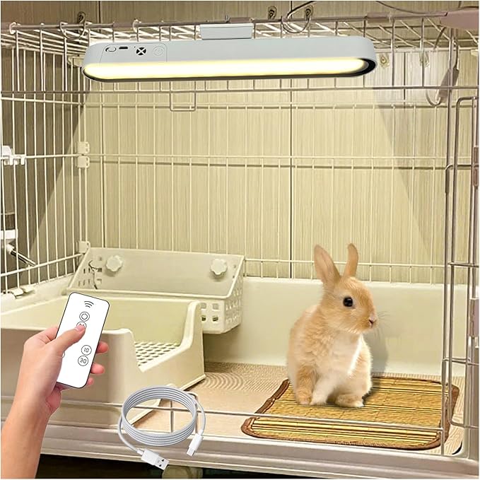 Rabbit Cage Light,Bunny Lamp,Rabbit Lighting,LED Pet Light,Dimming Timed Light Off,Three Adjustable Color Temperatures,for Rabbit Hamster Guinea Pig Pet Cage