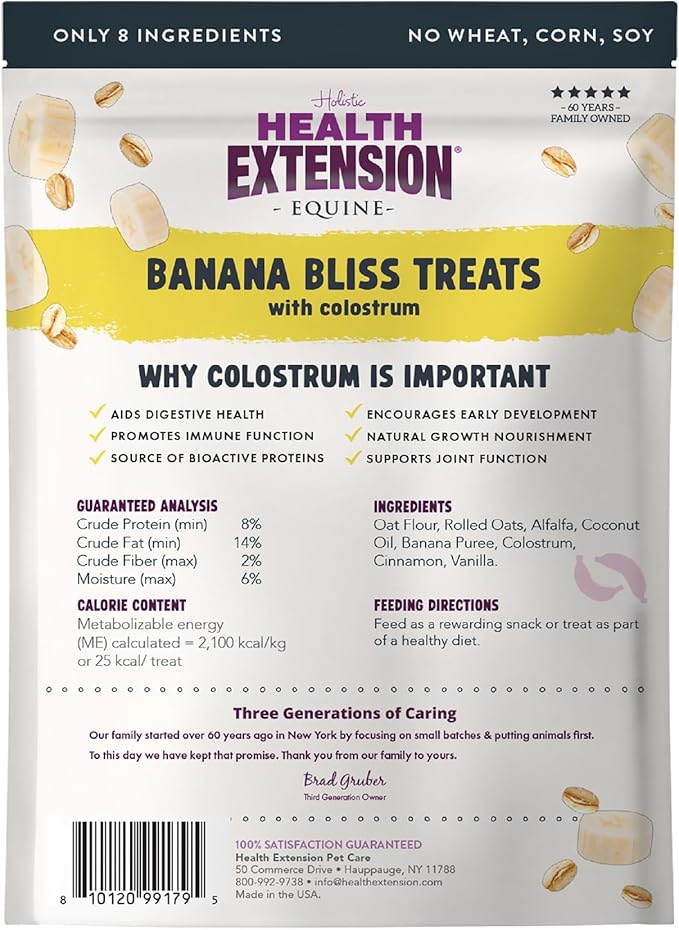 Health Extension Equine Banana Bliss Treats with Colostrum – Refreshing Mint Flavor for Horses – Supports Daily Training Rewards & Positive Reinforcement – 2 lb Bag