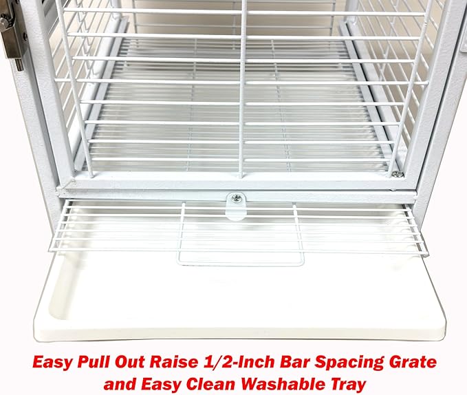 Portable and Durable Heavy Duty Travel Vet Bird Parrot Carrier Play Stand Perch Cage Stainless Feeding Bowl Natrual Wooden Perch Stand with Handle and Accessories