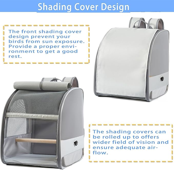 Folded Bird Travel Backpacks Cage with Detachable Perches and Transparents Window for Pet Light Weight Cockatiel Travel Carriers Backpacks