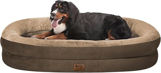 Orthopedic Jumbo Dog Bed for Extra Large Dogs, Giant Waterproof Dog Bed for Large Breed Dogs, Supportive Egg Crate Foam Pet Bed with Removable Washable Cover & Non-Slip Bottom, Coffee