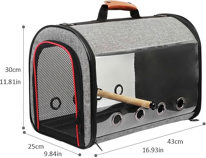 Liudan Bird Cage Bird Bird Travel Carrier Transparent Parrot Bird Cause Backpack Handles with Double Zipper Design Bird Transport Box Cage