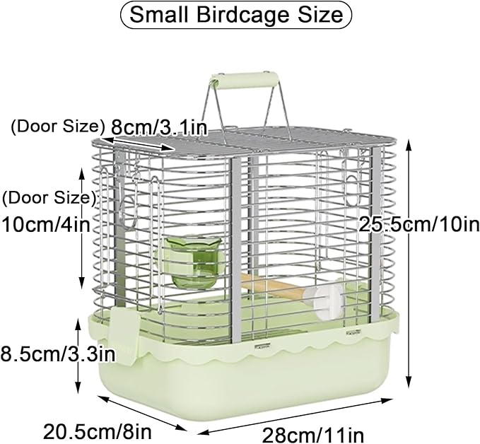 Bird Carrier Travel Cage Parakeet, Portable Outdoor Bird Cage Indoor Bird Aviary for Parrots, Canaries, Lovebirds, Quakers(Small(Yellow))