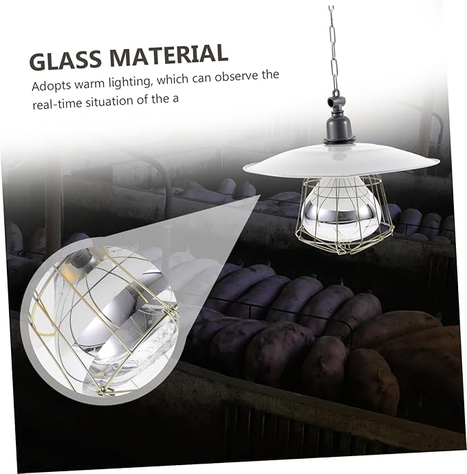 Heat Lamp Heater Chicken Light Bulb Heating Lamp Pet Reptile Stand Brooder Fixture Brooding Heat Preservation Poultry Thermostat Reptile Warm Keep Grey Glass