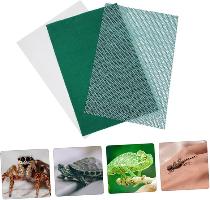 Happyyami 1set Pet Carpet Mat for Reptiles Lizard and Turtle Terrarium Liner Washable Substrate Bedding Green for Bearded Dragon Snake and Tortoise Habitats