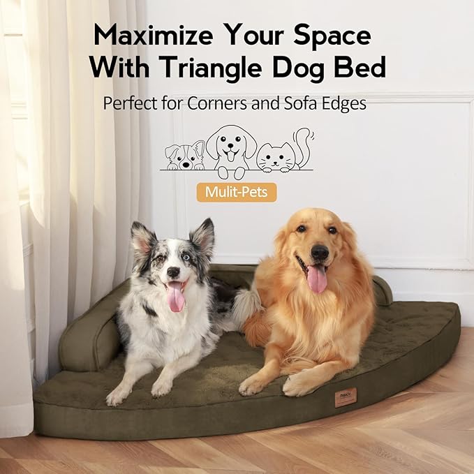 MEKIY Large Dog Bed - XL Orthopedic Egg-Crate Memory Foam Dog Beds with Removable Washable Cover, Waterproof Pet Beds with Non-Slip Bottom, Light Coffee