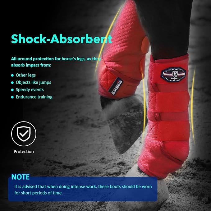 Harrison Howard Horse Sport Medicine Front Shock-Absorbing Boots All-Round Lower Limb Protection & Support Sport Boots Perfect for Endurance Training and Performance Pack of 2 Scarlet Red XL