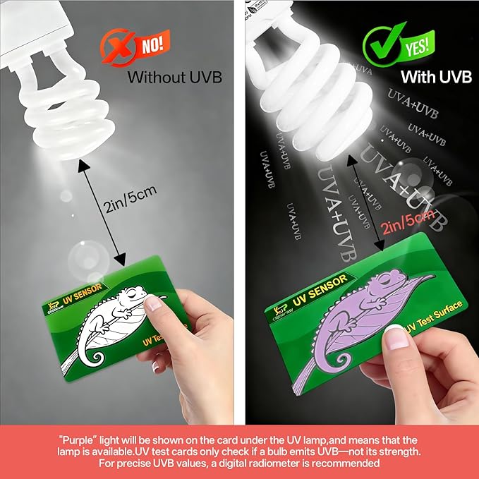 UVB Light for Reptiles 15.0: 26W UVA UVB Reptile Light Bulb for Intense Desert Species - Reptile UVB Light Terrarium Compact Fluorescent Lamp for Reptile and Amphibian with Free UV Sensor Card