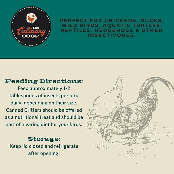 Fluker's Culinary Coop Canned Mealworms and Crickets Chicken Treat, All Natural and Packed with Protein, 2.75 oz