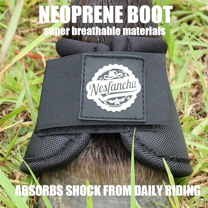 Protective Bell Boots for Horse, Shock Absorbing Hoof Protective Overreach Boot with Anti-Spin Fastening Optimal Protection,Durable & Comfortable,Quick Wrap Hook & Loop